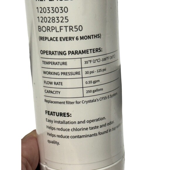 Crystala Replacement Refrigerator CF55 Water Filter 12033030 12028325 BORPLFTR50 - Picture 4 of 8